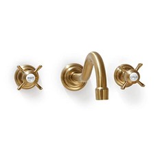 Antique Wall Faucet Two Handle Bathroom Sink Wall Mount Faucet with Rough in Valve (Gold Brushed), Gold Brushed
