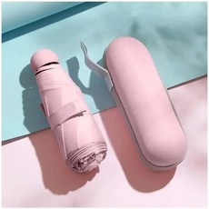 손잡이 검은색 미니 태양 사용 이중 햇빛가리개 차단 자외선 접이식 합금 우산 고무 휴대용 캡슐, 1pcs pink, 1개
