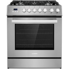 가스 쿡탑 전자 점화 4구 COSMO COS-305AGC 30인치 5.0cu.ft. 독립형 싱글 오븐 가스레인지 5구 버너 쿡탑 스테인리스 스틸 고강도 주철 격자, 가스 쿡탑 전자 점화 4구 COSMO COS-305AG