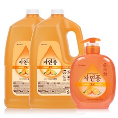 자연퐁 오렌지 3L 용기 x 2 + 490ml 용기, 1세트