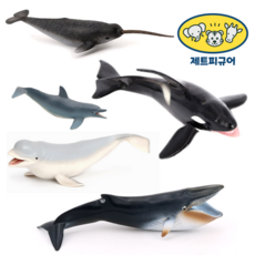 제트피규어 해양생물 고래 장난감 모형 5종 세트 대왕고래 범고래 일각고래 돌고래 벨루가