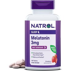 Natrol Melatonin 3mg Strawberry-Flavored 150 Fast-Dissolve Tablets 150, Strawberry, 150 Count (Pack of 1)