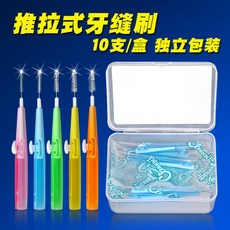 치간칫솔 유럽미국 cleanpik직스탠드형/I타입 슬라이드 휴대용 치아 틈새공간 브러시있음 10개 개별표장, T02-블루색-0.7MM, 1개