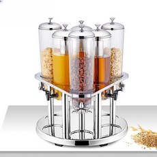  부페 디스팬서 디스펜서 잡곡 대용량 뽑기형 씨리얼 호텔 곡물, 3헤드 회전식 시리얼 디스펜서 4Lx3 