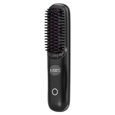 Kiboer 무선 휴대용 빗 고데기 미니 고데기 3단계 온도 조절 헤어 케어 세라믹 코팅 충전식, 블랙