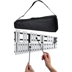  Anjetan 30 노트 접이식 글로켄슈필 실로폰 2개의 말렛 및 긱백이 포함된 알루미늄 벨 키트 교육용 타악기 