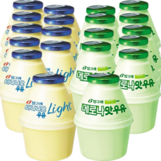 빙그레 바나나우유 혼합2종(바나나맛라이트 and 메로나맛), 10세트, 480ml