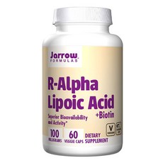 자로우 포뮬러스 R-알파리포산 비오틴 100mg 60캡슐 / Jarrow Formulas R-Alpha Lipoic Acid 60 Caps