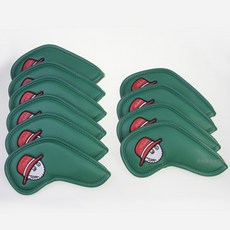 말본 아이언커버 세트 골프 10종 골프채 헤드 커버, 그린 레드캡, 1개