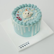  멍멍방앗간 강아지 반려견 고양이 반려묘 멜팅(주르륵) 케이크 12cm, 12cm_소, 얼굴 2개(다른종), 회색 