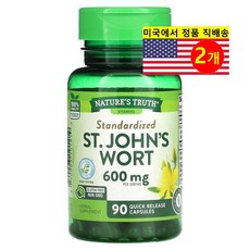Nature's Truth 표준화된 세인트존스워트 추출 600mg (정당 300mg) Standardized St. Johns Wort Extract, 2개, 90정