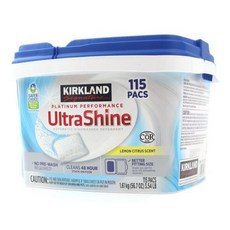 Kirkland Signature 울트라샤인 디쉬워셔 레몬 시트러스 115 팩 세제 식기세척기 접시, 1.61kg, 1개