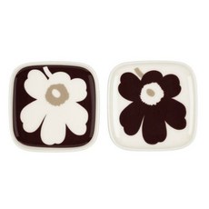 마리메꼬 식기 유니코 72050-138 플레이트 10cm 화이트 & 다크 와인 2장들이 상자입 병행 수입품 MARIMEKKO UNIKKO 북유럽 핀란드 세련된 접시 130125