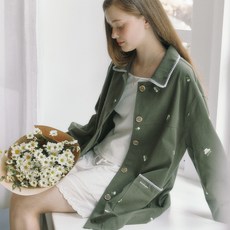 아워호프 Margaret Embroidery Cotton Jacket - Green
