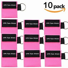Pack of 10pcs CPR Face Shield Mask Keychain Keying Emergency Kit CPR Pocket Mask for First Aid or CP, 1