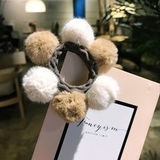 도담스 신홍형 가을 INS 무드 큐트 털 방울 포니테일 악세사리 헤어액세서리 일한
