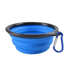 실리콘 먹이 공급기 그릇 카라비너 접이식 고양이 여행 식품 물, 1개, A.350ML