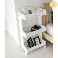 깔끔한정리대 이동식정리함 슬림서랍장 트레이카트 선반 3단 중 웨곤 다육이선반 써빙카트 틈새수납선반, 와이드3단 웜그레이