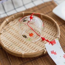 미니종 뱃살 .유리 풍경 일본식 산들바람 벚꽃 걸이식 채색 벽걸이장식품 문과창문 여자친구, T22-타입 22원형 쪼들리다 금붕어 중간사이즈 풍경