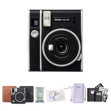 인스탁스 미니40 즉석카메라+전용가방+필름10장+선물SET, 블랙+선물SET, 필름 10매+가죽케이스[블랙]