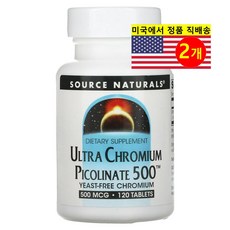 Source Naturals 소스 내추럴스 울트라 크롬 피콜리네이트 500mcg 타블릿, 2개, 120정