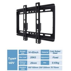 범용 TV 마운트 모니터 벽 지지대 PC 스크린 브래킷 고정 거치대 14-43 14-42 26-55 26- 65 인치 LED LCD 텔레비전, 5) 60V, 1개