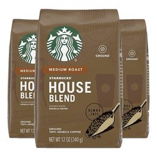 Starbucks 스타벅스 하우스 블렌드 그라운드 커피 340g x 3팩 코코아 토피 House Blend, 3개