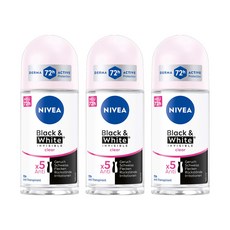 니베아 블랙 앤 화이트 인비저블 클리어 데오 롤온 50ml, 3개