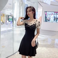 CHANNEL207 빅사이즈 퍼프원피스 빅 사이즈 뚱녀 시스루 원피스 동생 하의 날씬