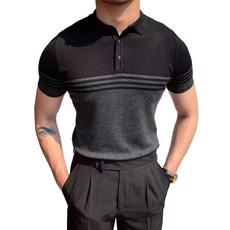2024신상품 남자반팔티 여름 셔츠 비즈니스 캐주얼 반팔 Polo니트 얇은 고탄력 셔츠