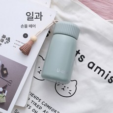 미니 텀블러 여성 휴대용 소용량 컴팩트 304 스테인리스 물컵, 미니 250ml-라이트티그린+컵브러쉬