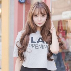드라이 통가발 자연스러운통 볼륨 롱가발 여자 긴머리 웨이브가발 시스루뱅 !Izus, 1개, ※-골드브라운-※