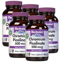 블루보넷 크롬 피콜리네이트 500mcg Bluebonnet Chromium Picolinate, 5개, 100정
