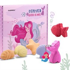 어린이 베쓰밤 Kids Bath Bombs Gift Set XL Size（6 x 5 Oz ) with Hand Painted Wooden Toys, 옵션 2 Color = Mermaid, 본문참고, 본문참고