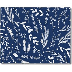 도마 주방 항균 커팅보드 Thirthstone Floral Navy 스케치 3mm 내열강화유리도마 10 x 8 미국 식기세척기 사용 가능, 1개