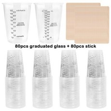FAIS DU 교반 스틱이 있는 일회용 측정 안료 혼합용 플라스틱 에폭시 수지 혼합 8oz, 8.80pcs With 80 Sticks 250ml, 80개