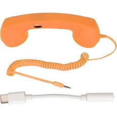 휴대폰 핸드셋 - USB C 클래식 레트로 iPhone 및 Android 장치용 3.5mm, Orange