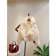핸드메이드 플라워 짜임 큐빅 지퍼 집업 가디건