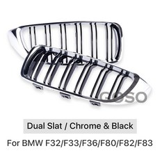 BMW 4 시리즈 F32 F80 2013-2020 더블 슬랫 스포츠 스타일 교체 용 자동차 앞 범퍼 신장 그릴, [11] Dual Chrome Black, 11 Dual Chrome Black, 11 Dual Chrome Black