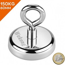 Wukong 둥근 네오디뮴 Eyebolt 자석 당기는 힘 330LB (150KG) 낚시 자석 슈퍼 파워 N52 직경 x 60mm