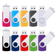 Pnstaw USB 플래시 드라이브 8GB (10개) USB 2.0 회전 메모리 스틱 썸 드라이브 펜 드라이브 점프 드라이브 데이터 저장 파일 공유용(10팩 멀티 컬러) (8, 1GB, 10개