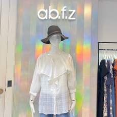 [ab.f.z] 브이넥 체크 프릴 아사면 블라우스 AOU3GB06H