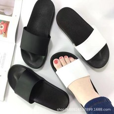 일본식 단색 간단한 학생 슬리퍼 남성용 플랫 샌들 커플 실내 및 실외 착용 블랙 여성용 편안한 슬리퍼