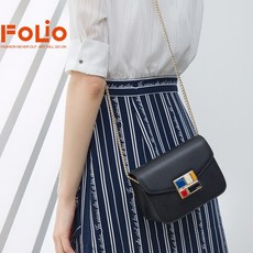 FOlio / Freeo 스타일 링 물방울 미니 백 심 플 크로스 백 블랙