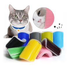 고양이빗 셀프 그루밍 브러쉬 모서리 코너 털관리 캣닢 브러쉬 셀프마사지 실리콘 접착식, 그레이