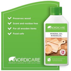 Nordicare 식품 등급 미네랄 오일 - 무취 및 도마 목재 대나무 조리대 블록에 적합 스테인리스 스틸 스톤 (502.8ml(17oz), 1개