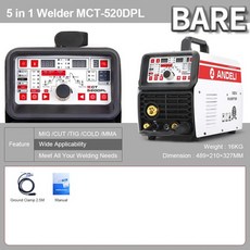 전기용접기 논가스 가정용 알루미늄 CO2 ANDELI MCT 520D TIG MIG CUT MMA 4 in 1 다기능 용접기 220V 가스리스 MIG 용접 지원, 중국, MCT-520DPL 베어