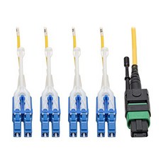Tripp Lite MTP/MPO(APC) - 8xLC(UPC) 단일 모드 SMF 파이버 브레이크아웃 케이블 QSFP+ 40/100Gb QSFP+ 40GBASE-PLR4 플레넘 5M 16피트(N390-05M-8LC-AP) Tripp Lite MTP/MPO (APC), 1, 기타
