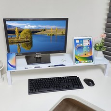비오니 컴퓨터 모니터받침대 듀얼 다용도 높은선반 거치대 높이15cm, 블랙, 길이 90cm