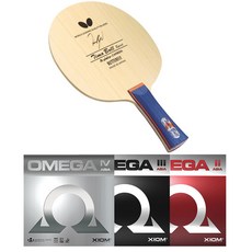 버터플라이 티모볼 스피리트 + 오메가 러버 세트, 그립ST(일자), 오메가2 (적/흑)